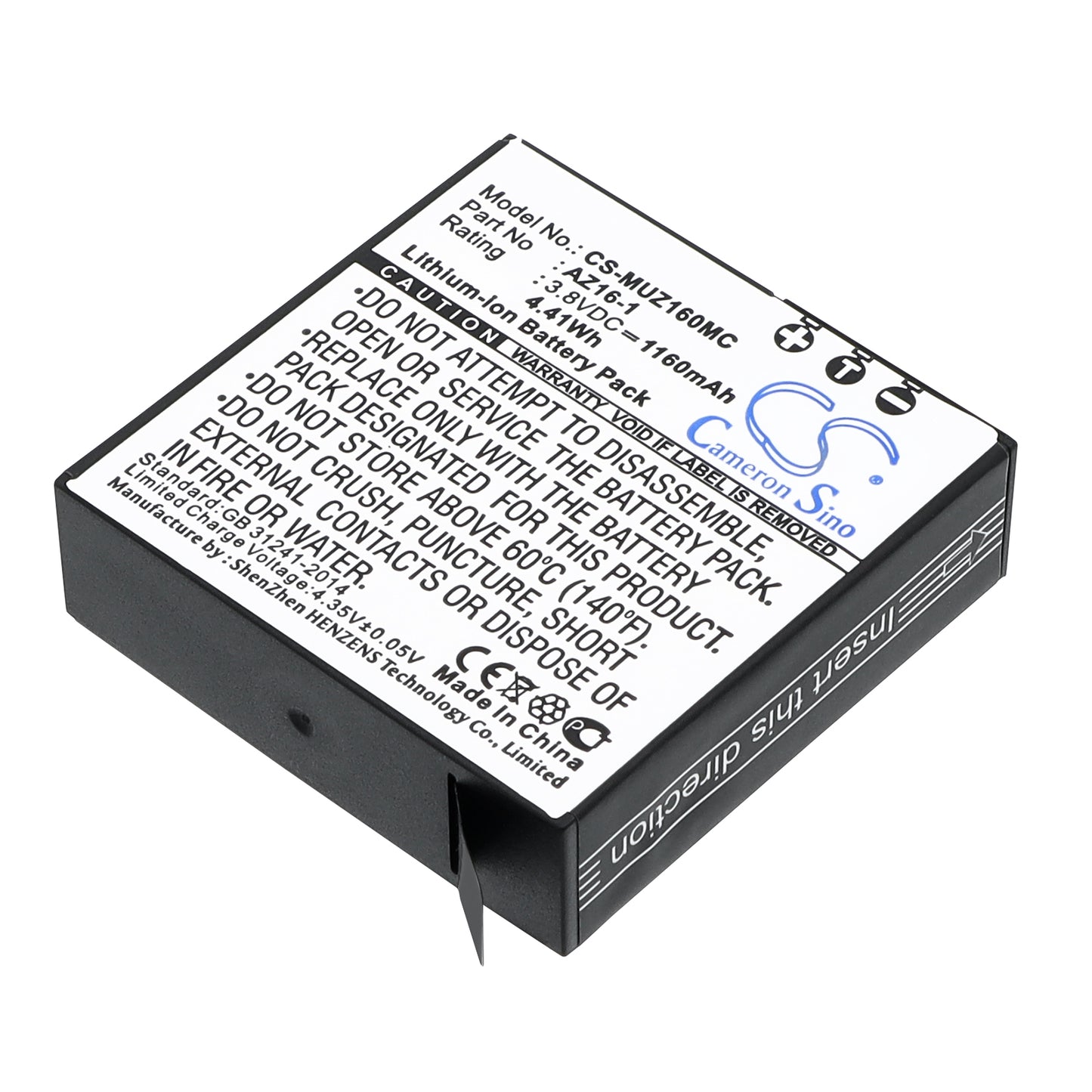 3.8V 1160mAh/4.41Wh Li-ion Camera Battery for Xiaomi