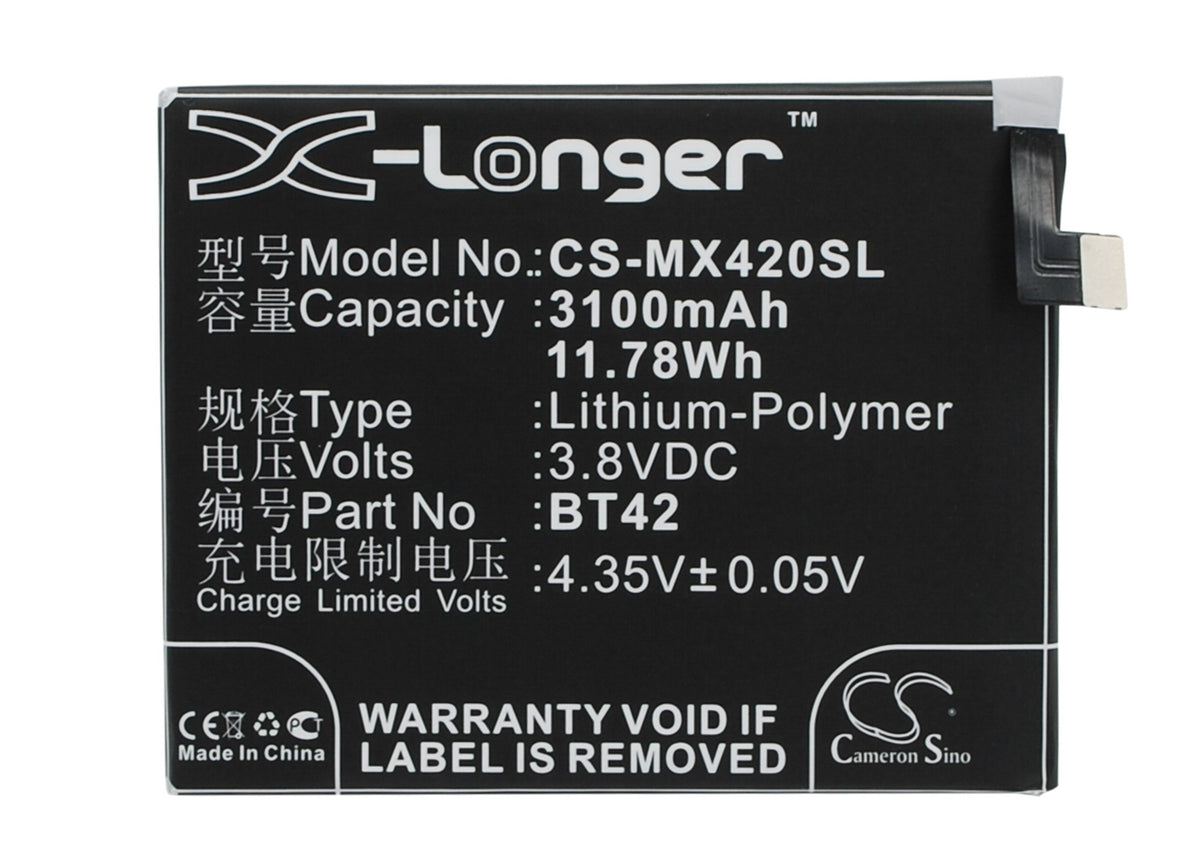 3.8V 3100mAh/11.78Wh Li-Polymer Mobile/SmartPhone Battery for Meizu