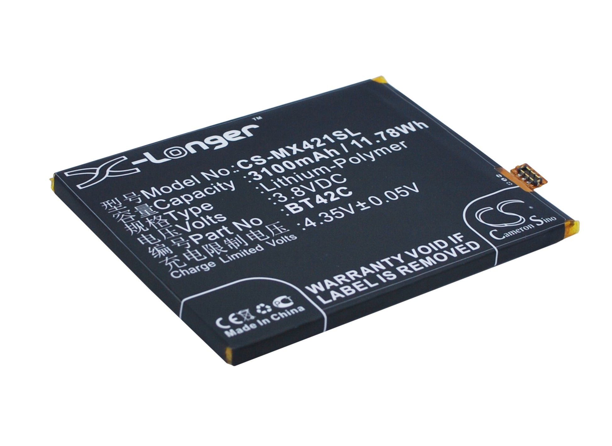 3.8V 3100mAh/11.78Wh Li-Polymer Mobile/SmartPhone Battery for Meizu