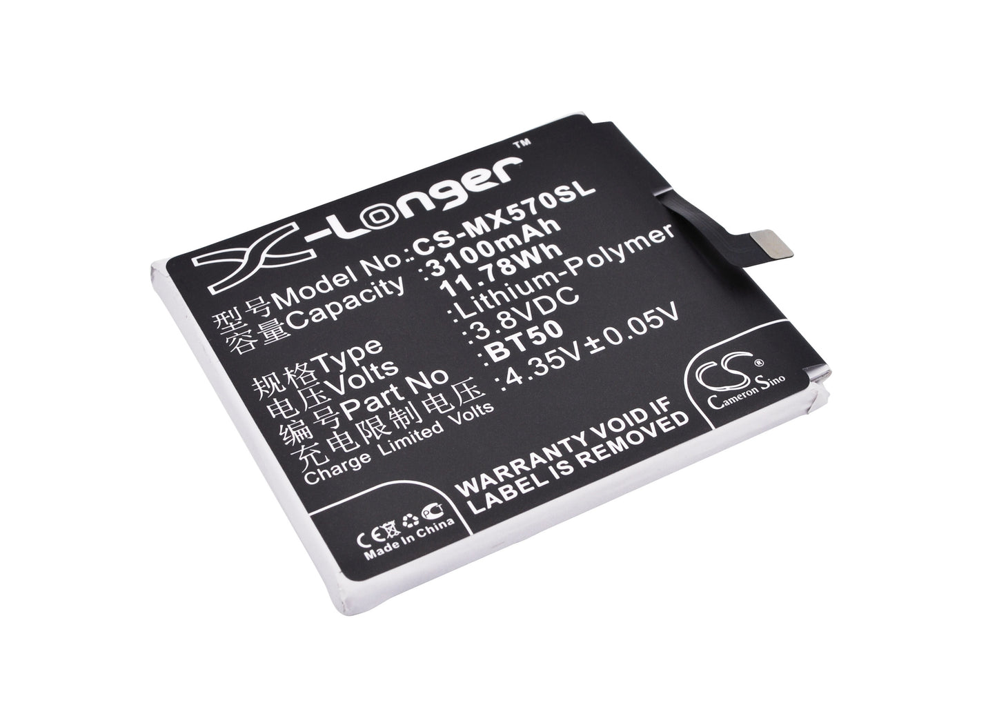 3.8V 3100mAh/11.78Wh Li-Polymer Mobile/SmartPhone Battery for Meizu