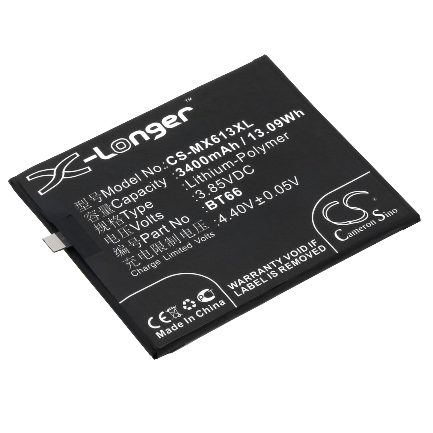 3.85V 3400mAh/13.09Wh Li-Polymer Mobile/SmartPhone Battery for Meizu