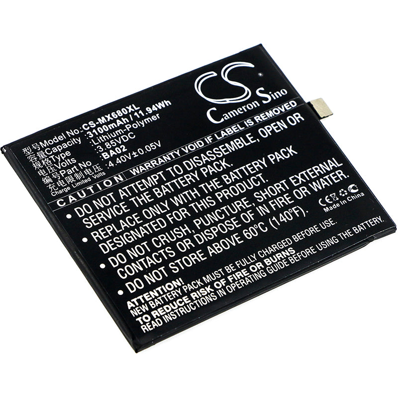 3.85V 3100mAh/11.94Wh Li-Polymer Mobile/SmartPhone Battery for Meizu