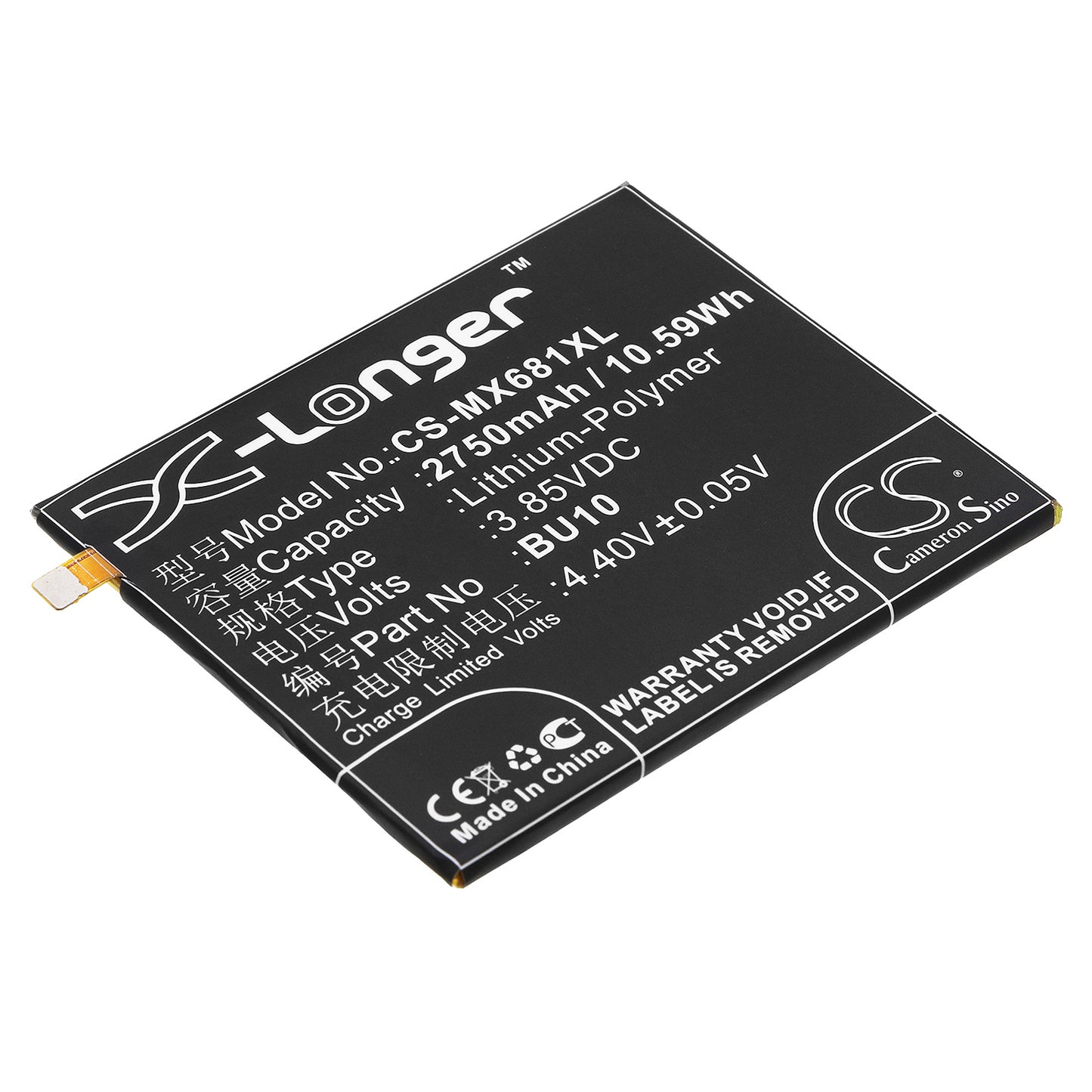 3.85V 2750mAh/10.59Wh Li-Polymer Mobile/SmartPhone Battery for Meizu