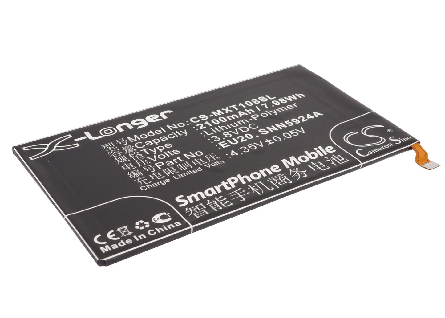 3.8V 2100mAh/7.98Wh Li-Polymer Mobile/SmartPhone Battery for Motorola