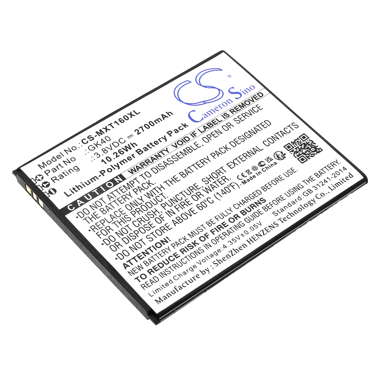 3.8V 2700mAh/10.26Wh Li-ion Mobile/SmartPhone Battery for Motorola
