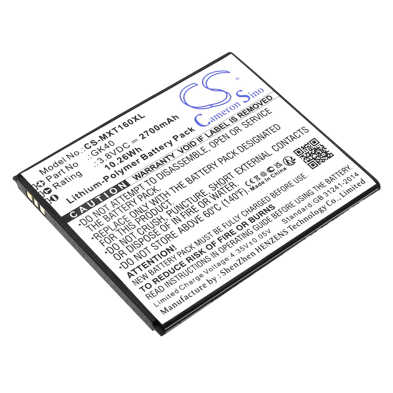 3.8V 2700mAh/10.26Wh Li-ion Mobile/SmartPhone Battery for Motorola