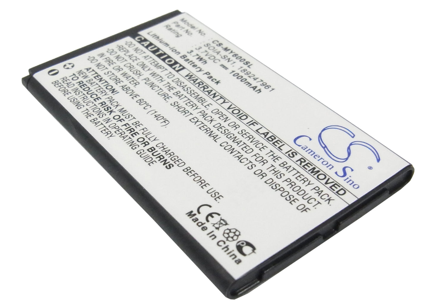 3.7V 1000mAh Li-ion Mobile/SmartPhone Battery for Sagem