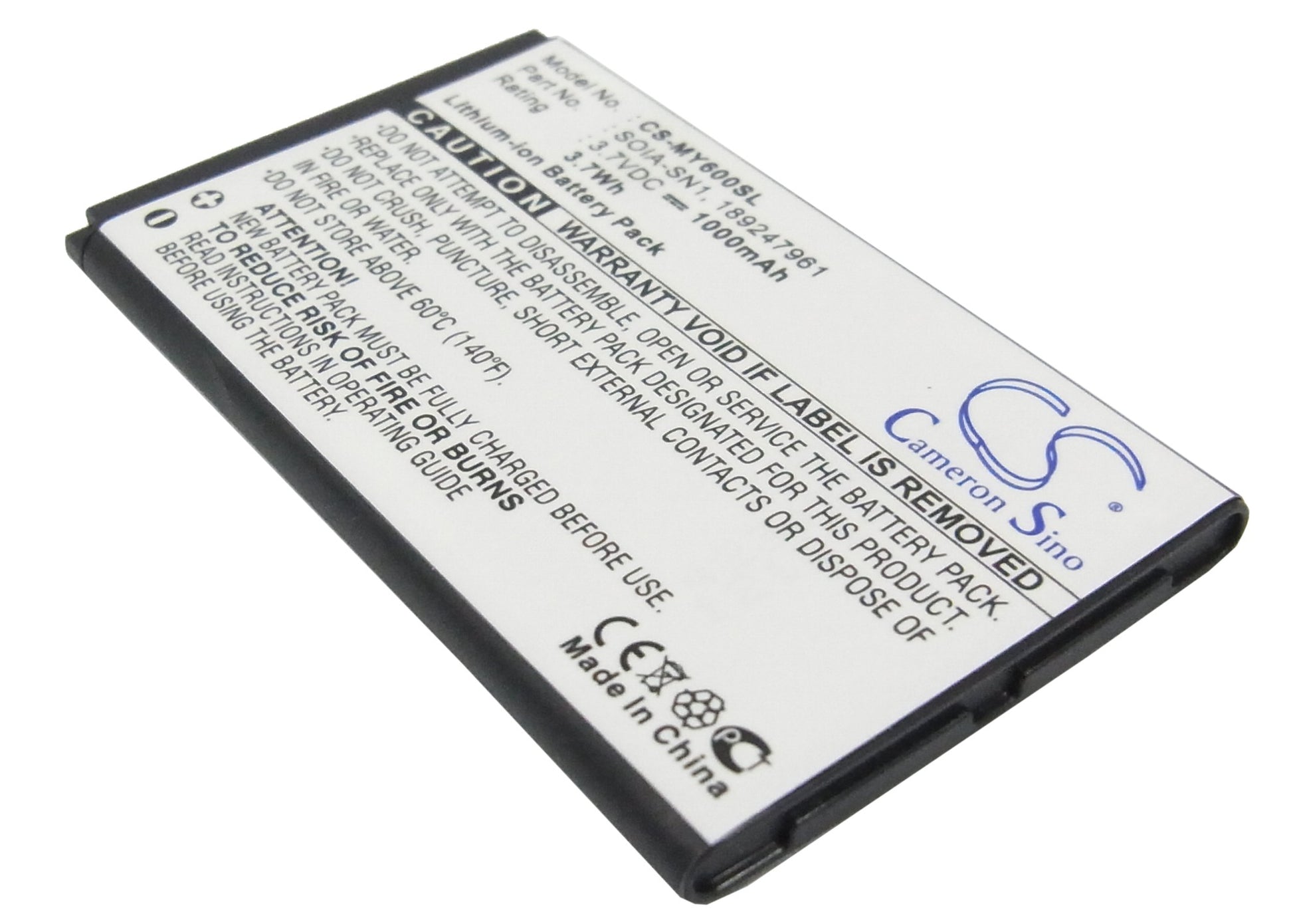 3.7V 1000mAh Li-ion Mobile/SmartPhone Battery for Sagem