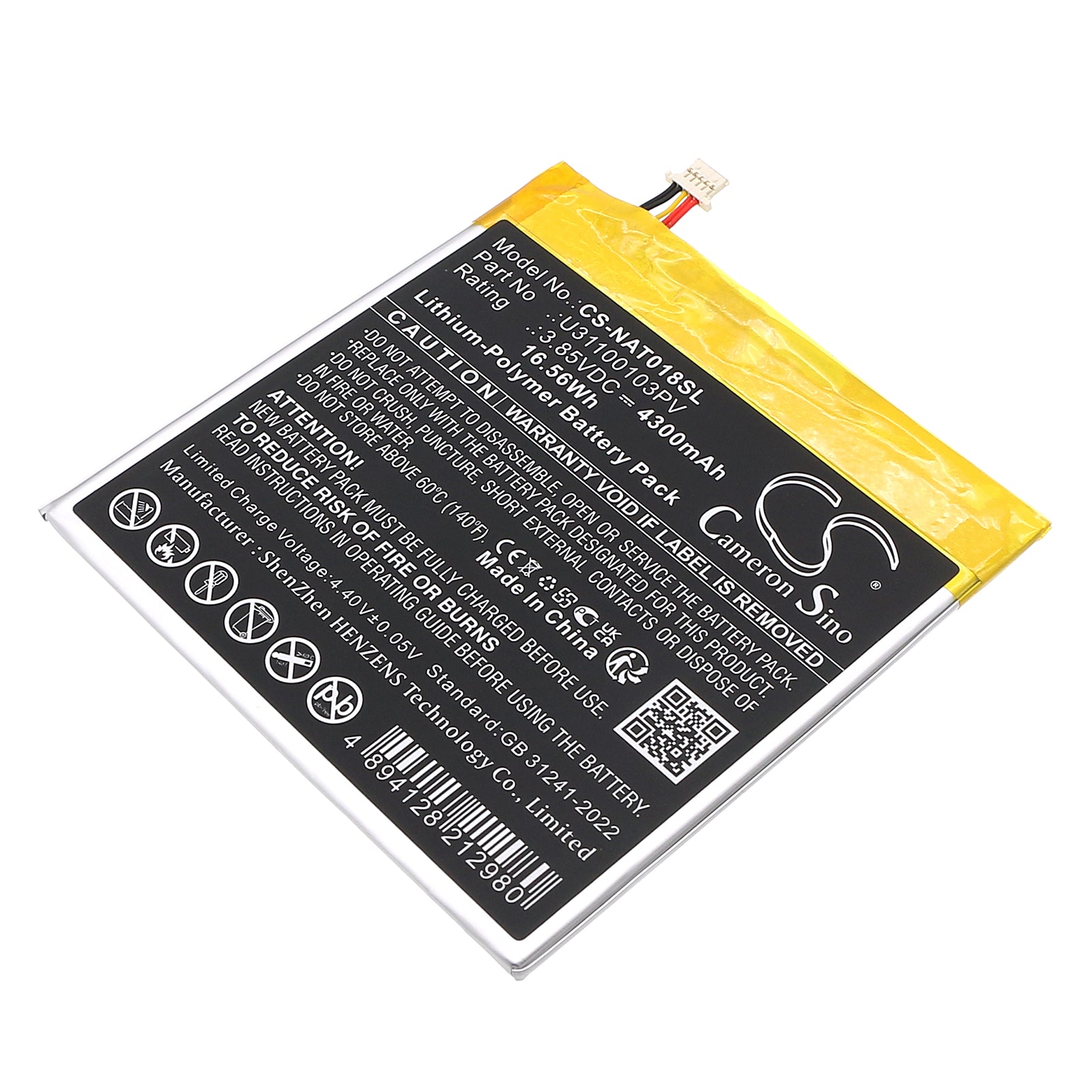 CS-NAT018SL Replacement Battery – Compatible with 100044018G, 100044018p, 8" Kids