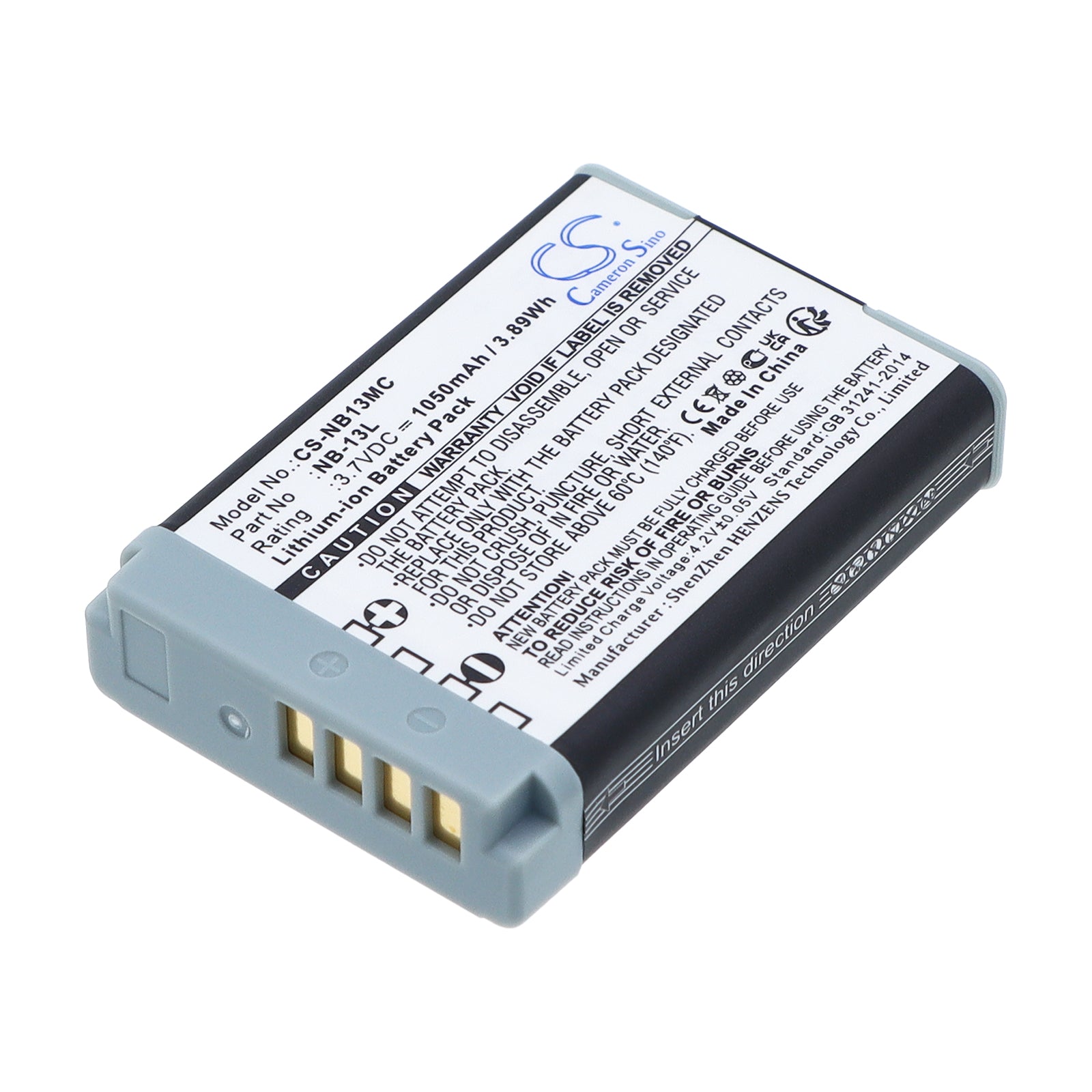 3.7V 1050mAh/3.89Wh Li-ion Camera Battery for Canon