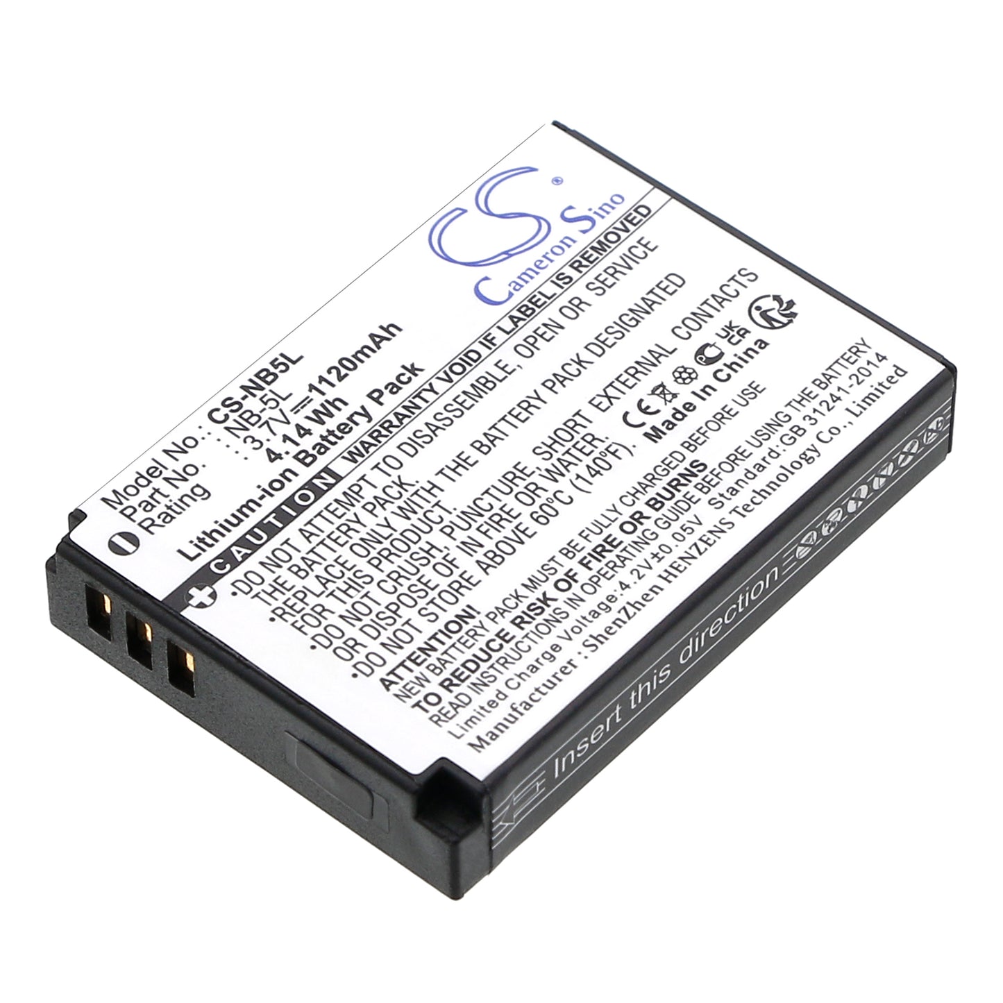 3.7V 1120mAh/4.1Wh Li-ion Camera Battery for Canon