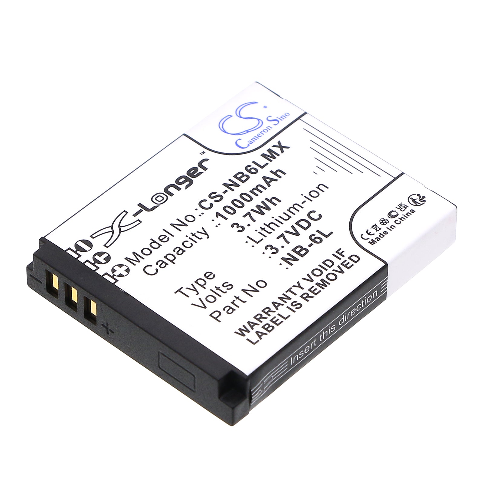3.7V 1000mAh/3.70Wh Li-ion Camera Battery for Canon