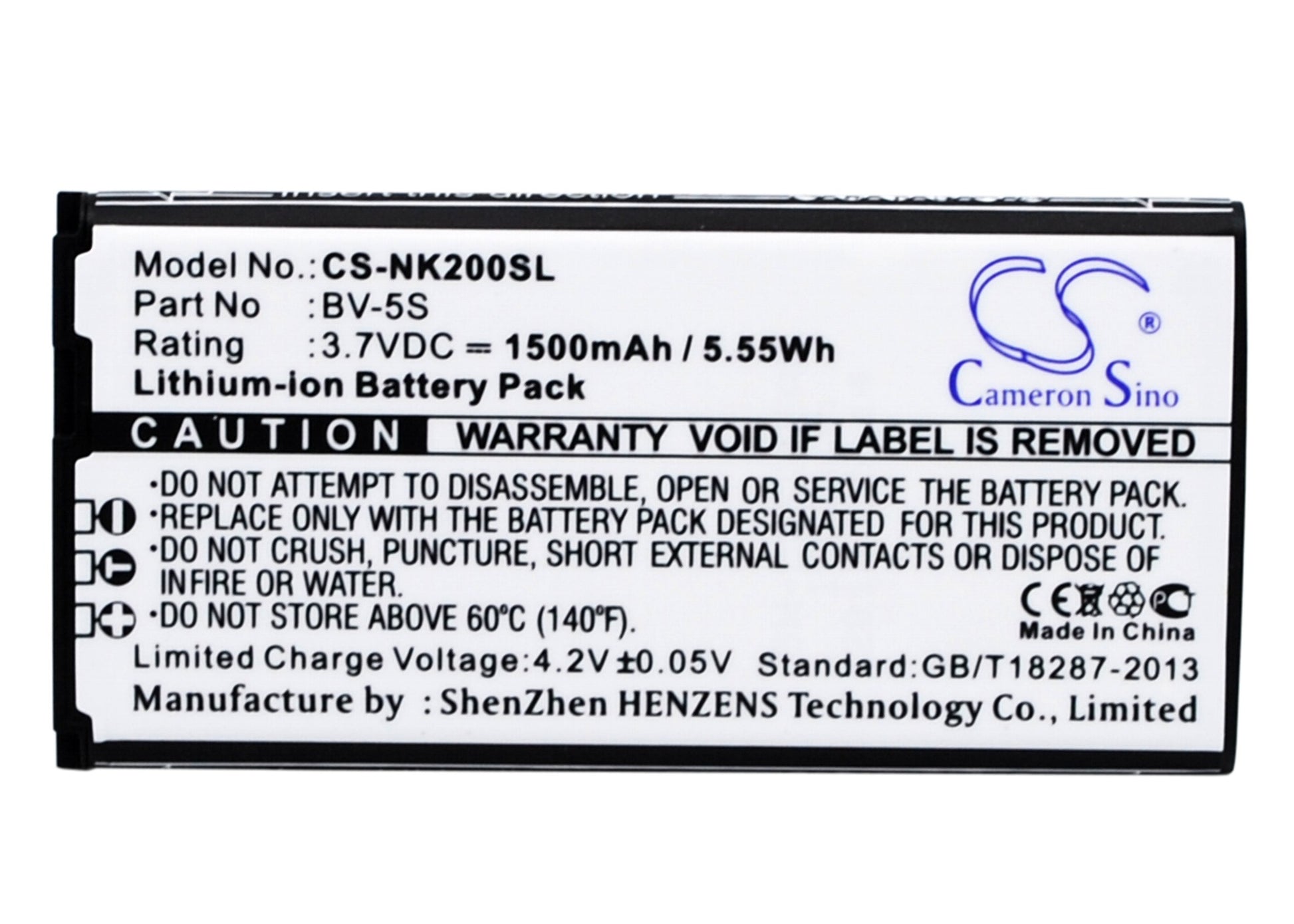 3.7V 1500mAh/5.55Wh Li-ion Mobile/SmartPhone Battery for Nokia