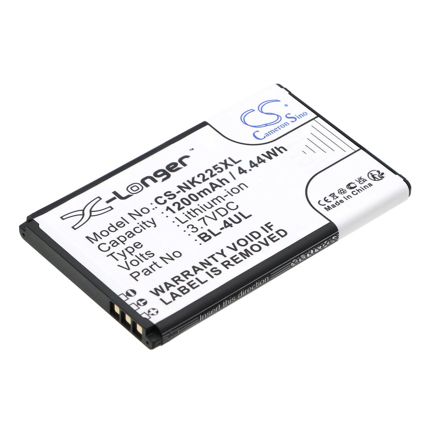 3.7V 1200mAh/4.44Wh Li-ion Mobile/SmartPhone Battery for Nokia