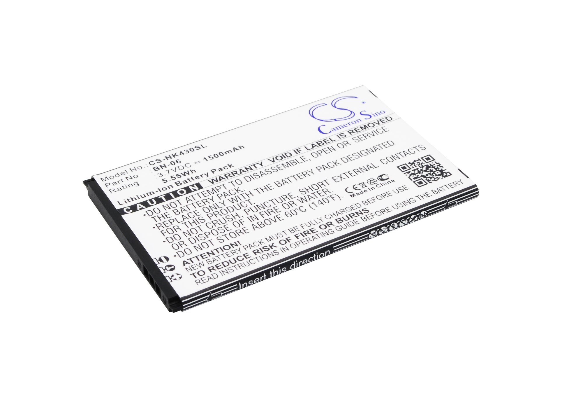 3.7V 1500mAh/5.55Wh Li-ion Mobile/SmartPhone Battery for Nokia