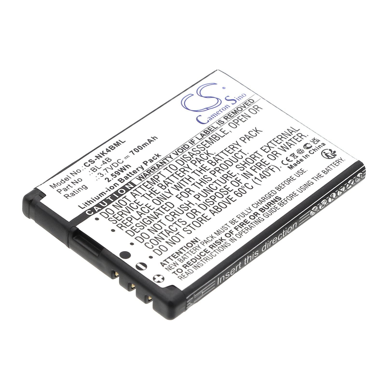 3.7V 750mAh/2.8Wh Li-ion Mobile/SmartPhone Battery for Nokia
