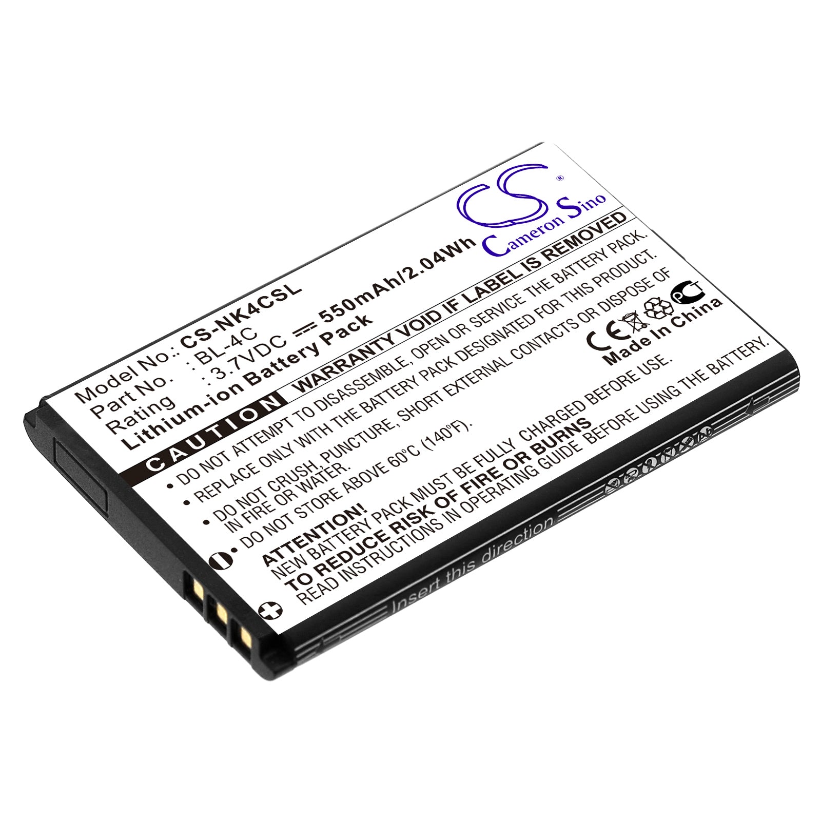3.7V 550mAh/2.04Wh Li-ion Camera Battery for Rollei