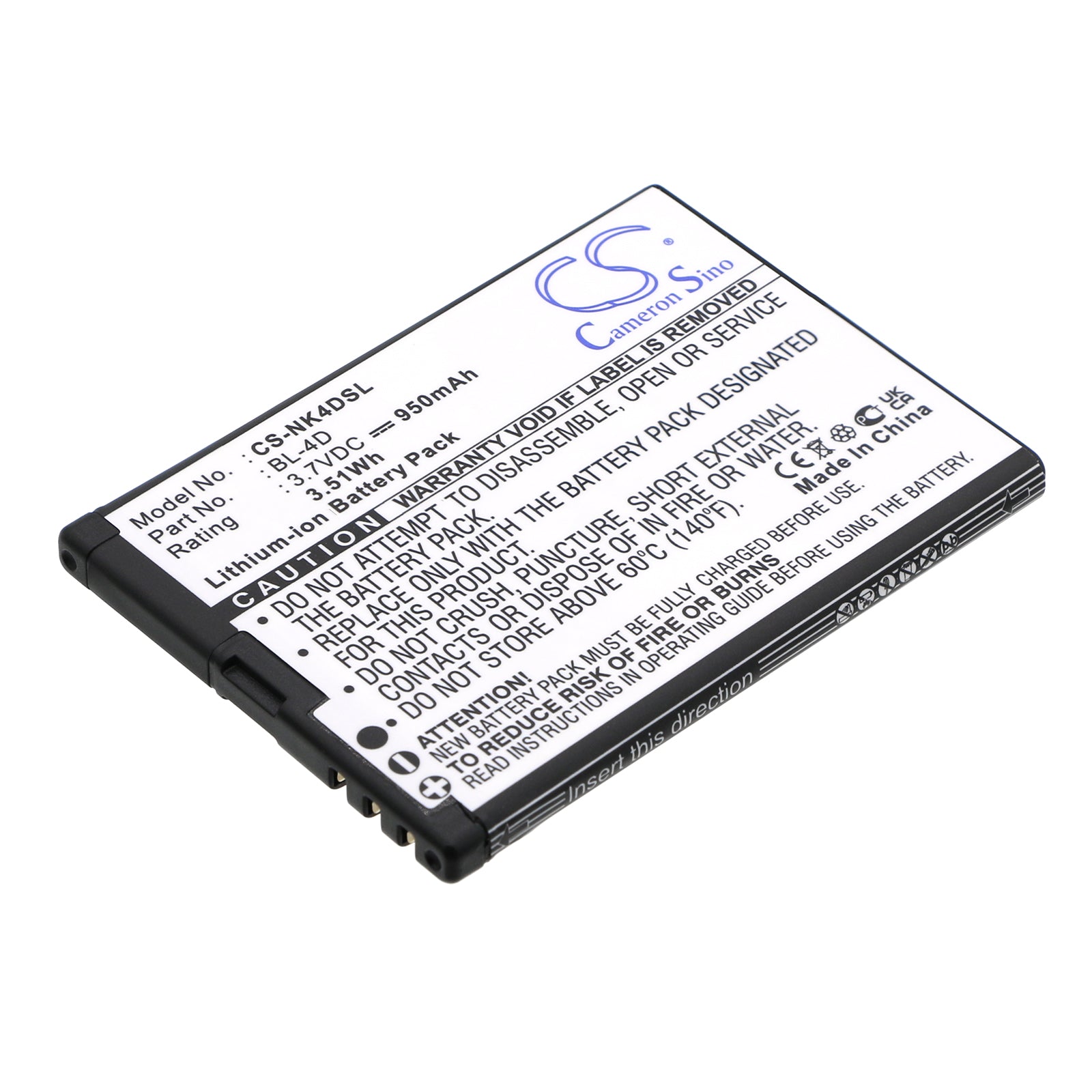 3.7V 950mAh/3.52Wh Li-ion Mobile/SmartPhone Battery for BLU