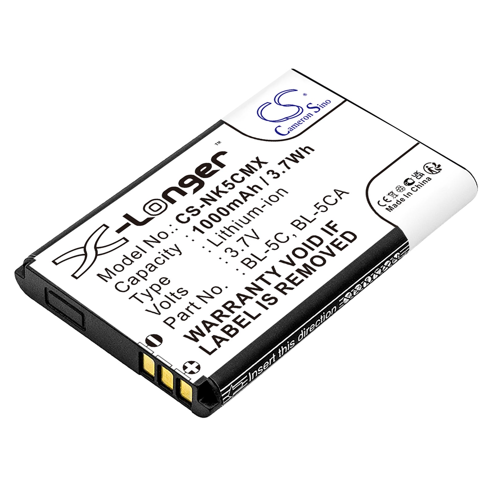 3.7V 1000mAh/3.70Wh Li-ion BabyPhone Battery for Nokia