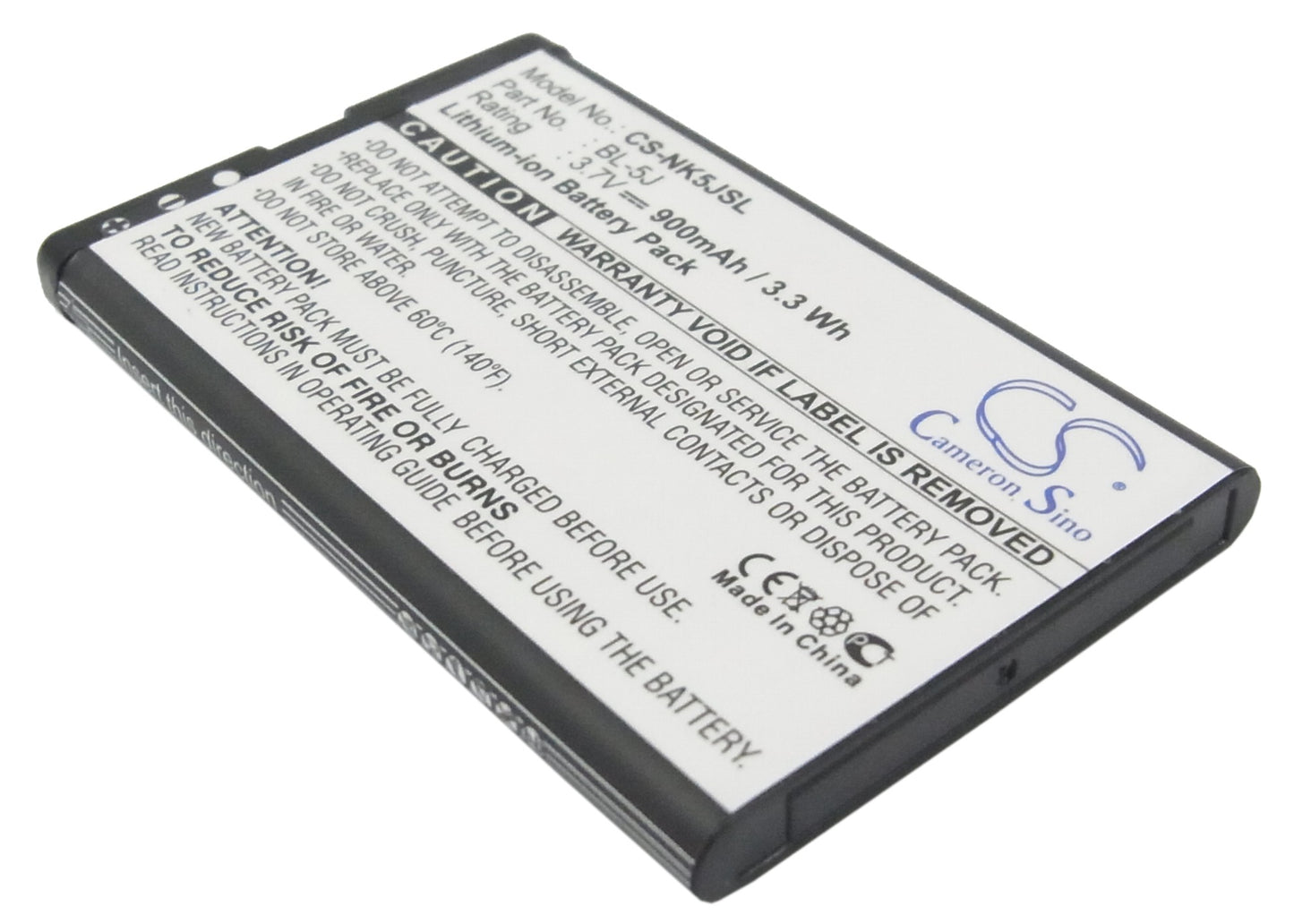 3.7V 900mAh/3.33Wh Li-ion Mobile/SmartPhone Battery for Nokia