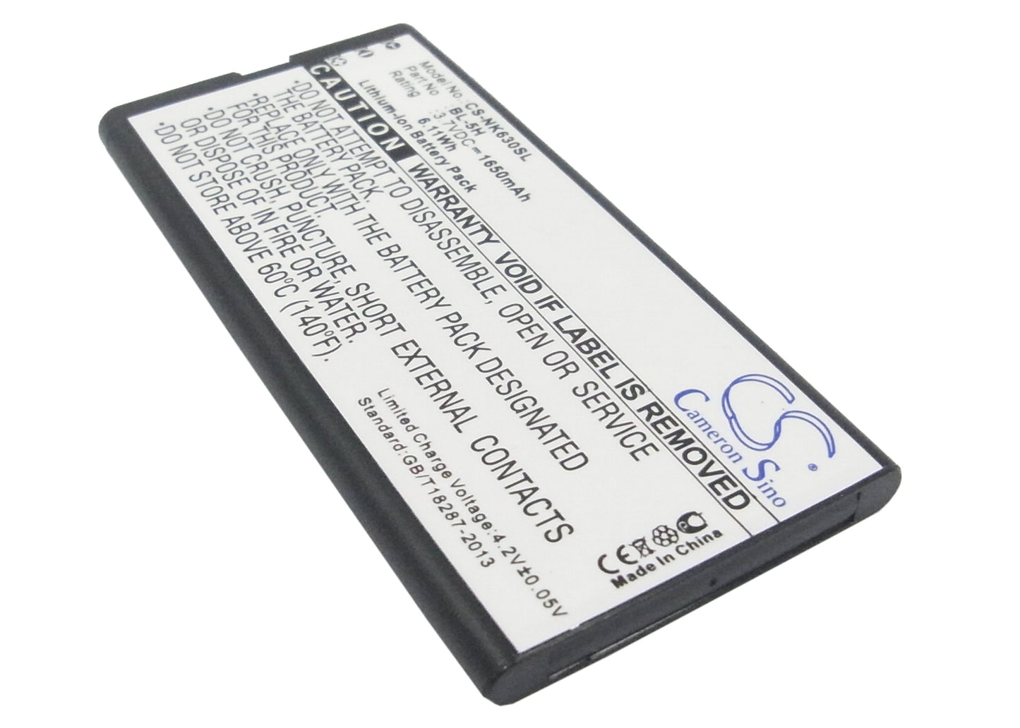 3.7V 1650mAh/6.11Wh Li-ion Mobile/SmartPhone Battery for Nokia