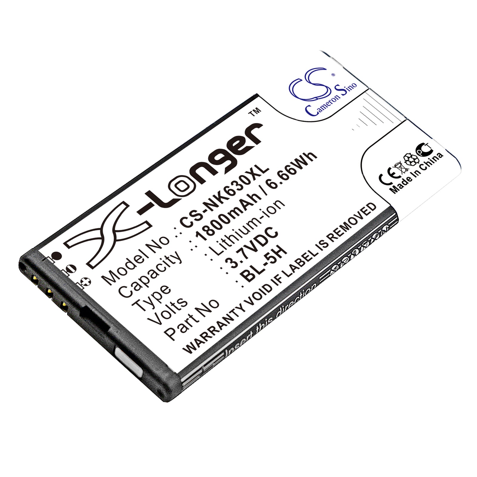 3.7V 1800mAh/6.66Wh Li-ion Mobile/SmartPhone Battery for Microsoft