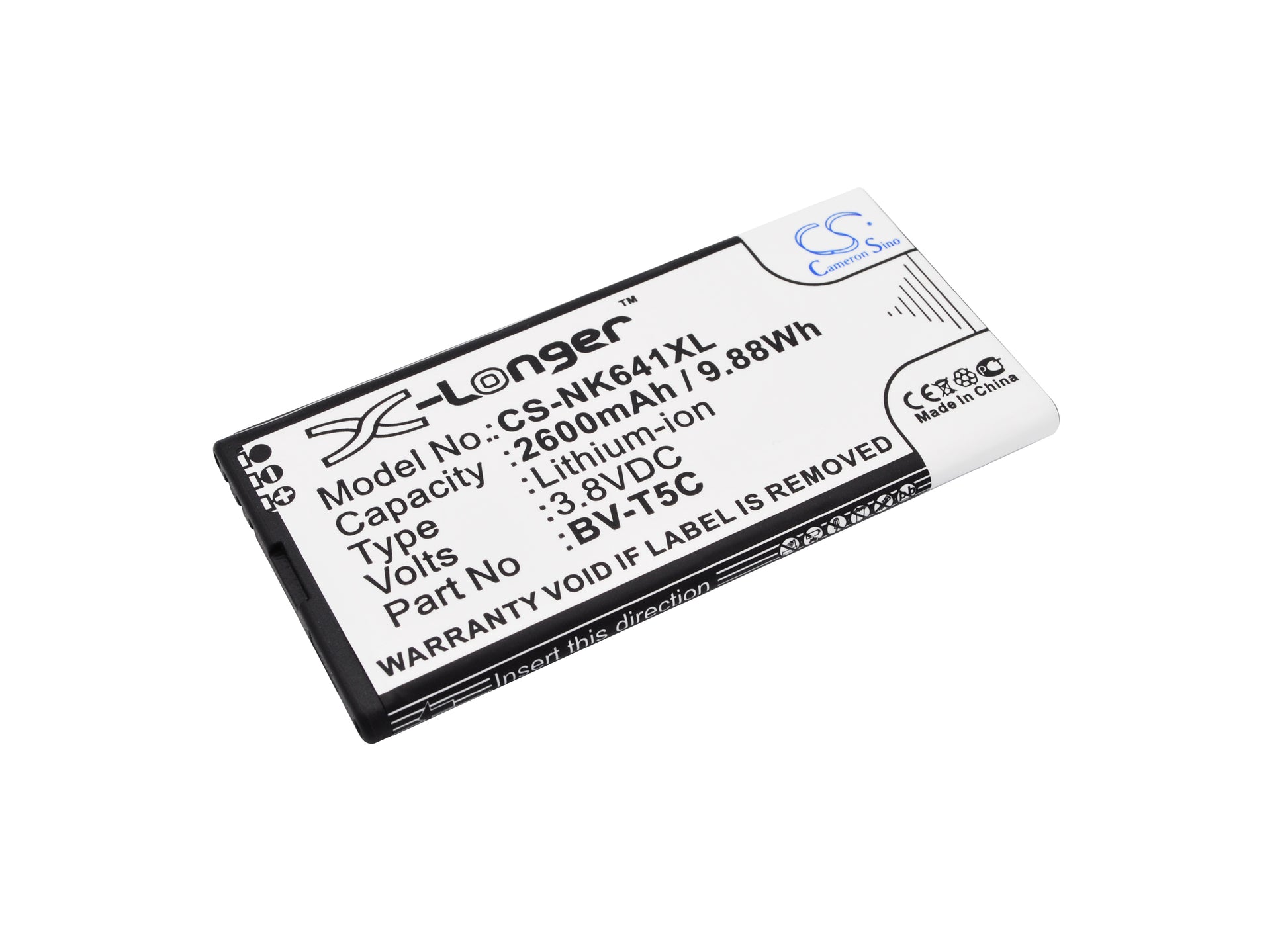 3.8V 2600mAh/9.88Wh Li-ion Mobile/SmartPhone Battery for Microsoft