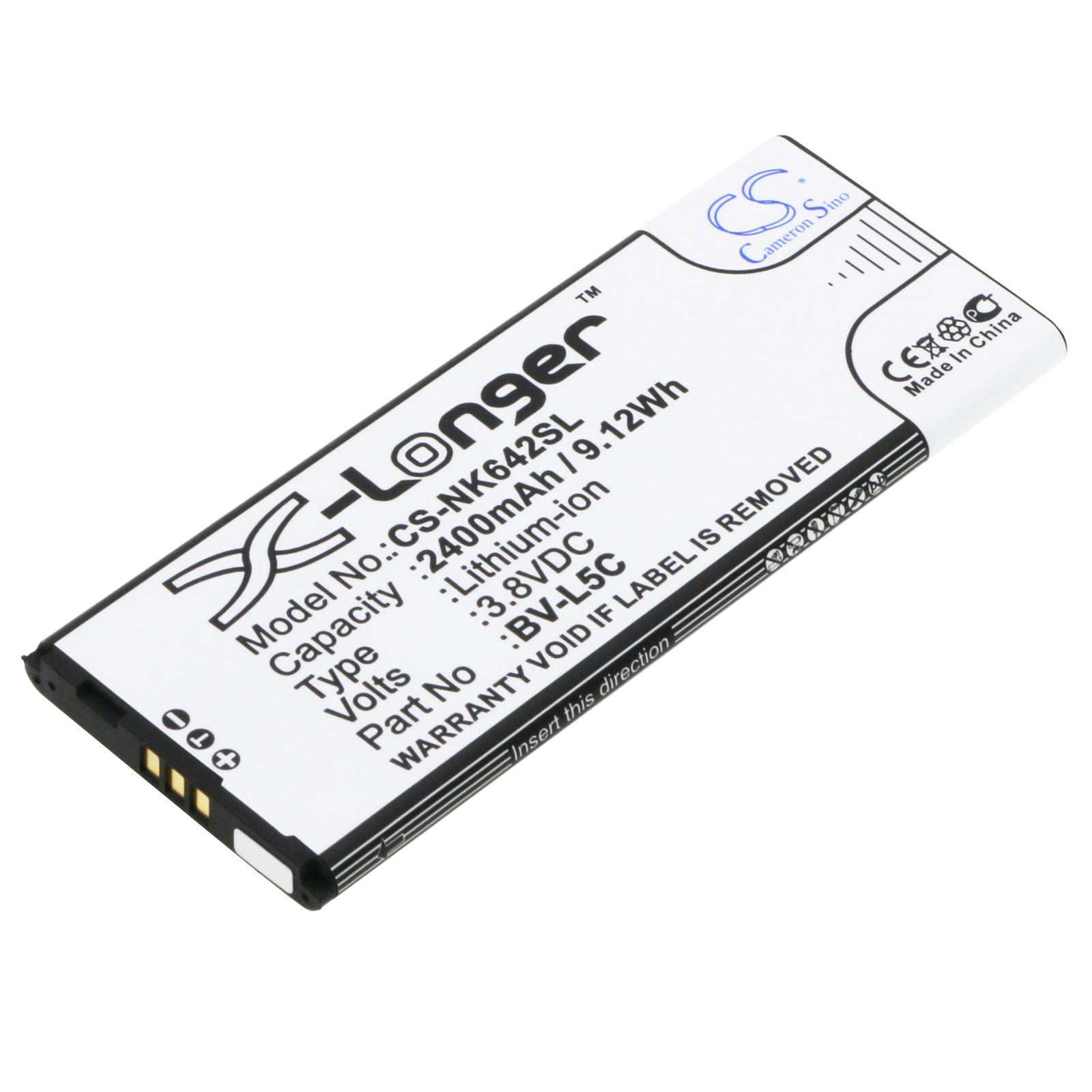 3.8V 2400mAh/9.12Wh Li-ion Mobile/SmartPhone Battery for Nokia