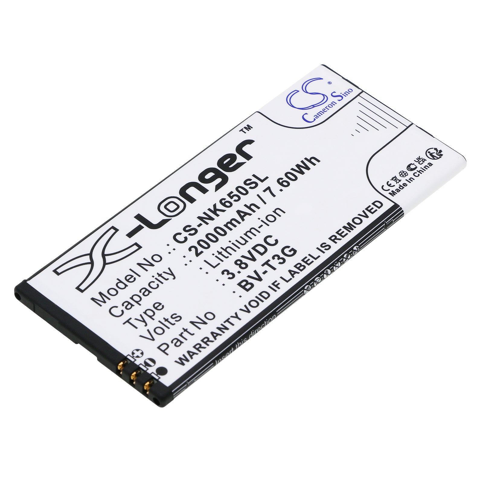 3.8V 2000mAh/7.60Wh Li-ion Mobile/SmartPhone Battery for Microsoft