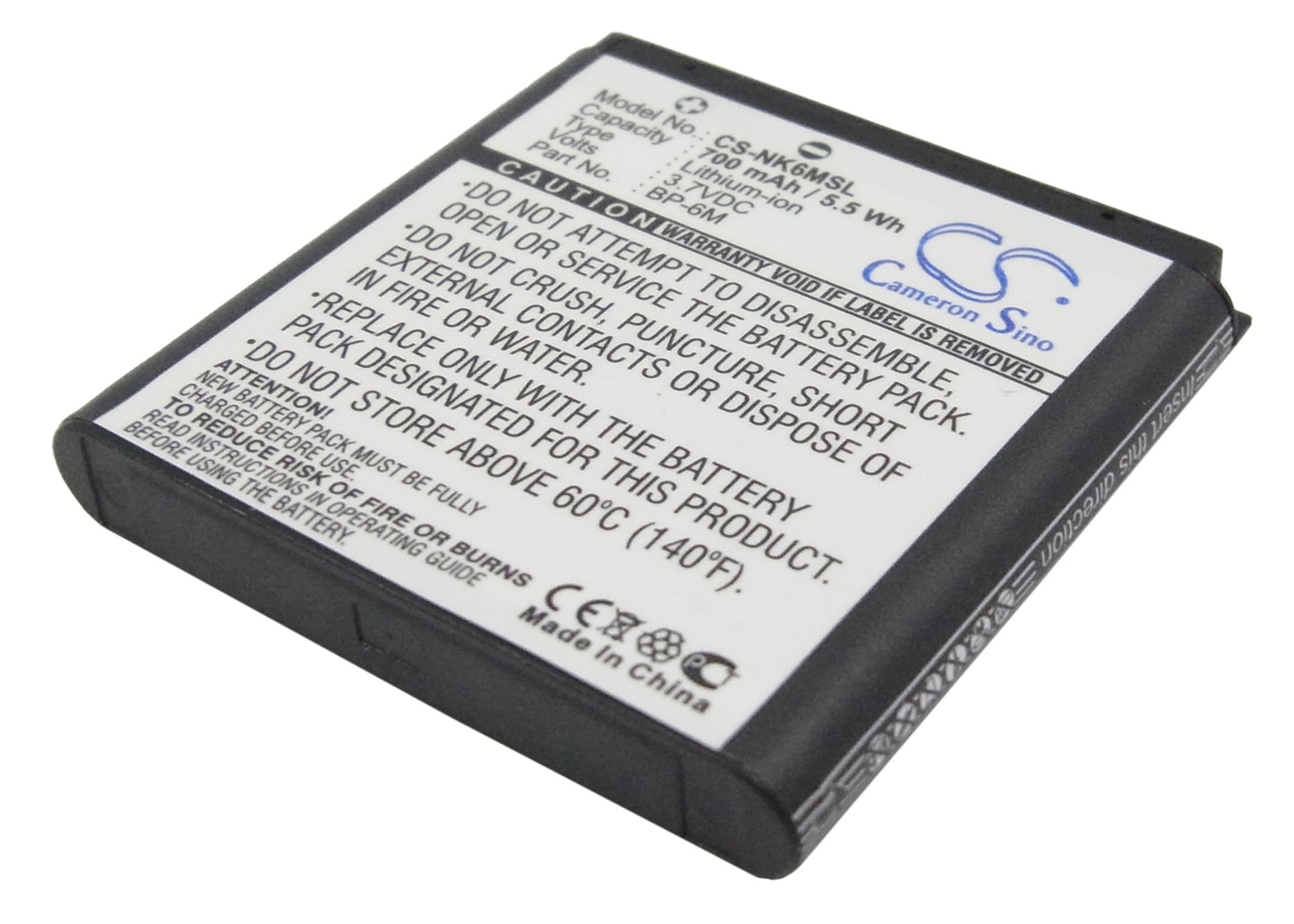 3.7V 700mAh/2.59Wh Li-ion Mobile/SmartPhone Battery for Nokia