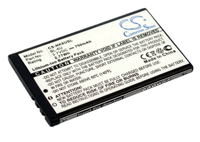 3.7V 750mAh Li-ion Mobile/SmartPhone Battery for Nokia