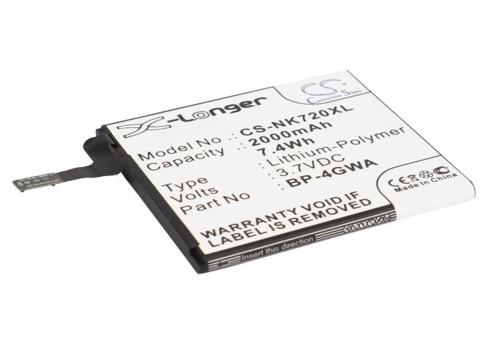 3.7VV 2000mAh/7.40Wh Li-Polymer Mobile/SmartPhone Battery for Nokia