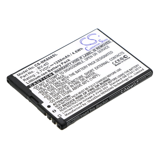 3.7V 1250mAh/4.63Wh Li-ion Mobile/SmartPhone Battery for Nokia