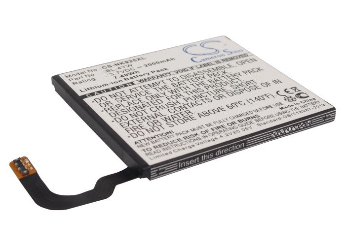 3.7V 2000mAh/7.40Wh Li-ion Mobile/SmartPhone Battery for Nokia