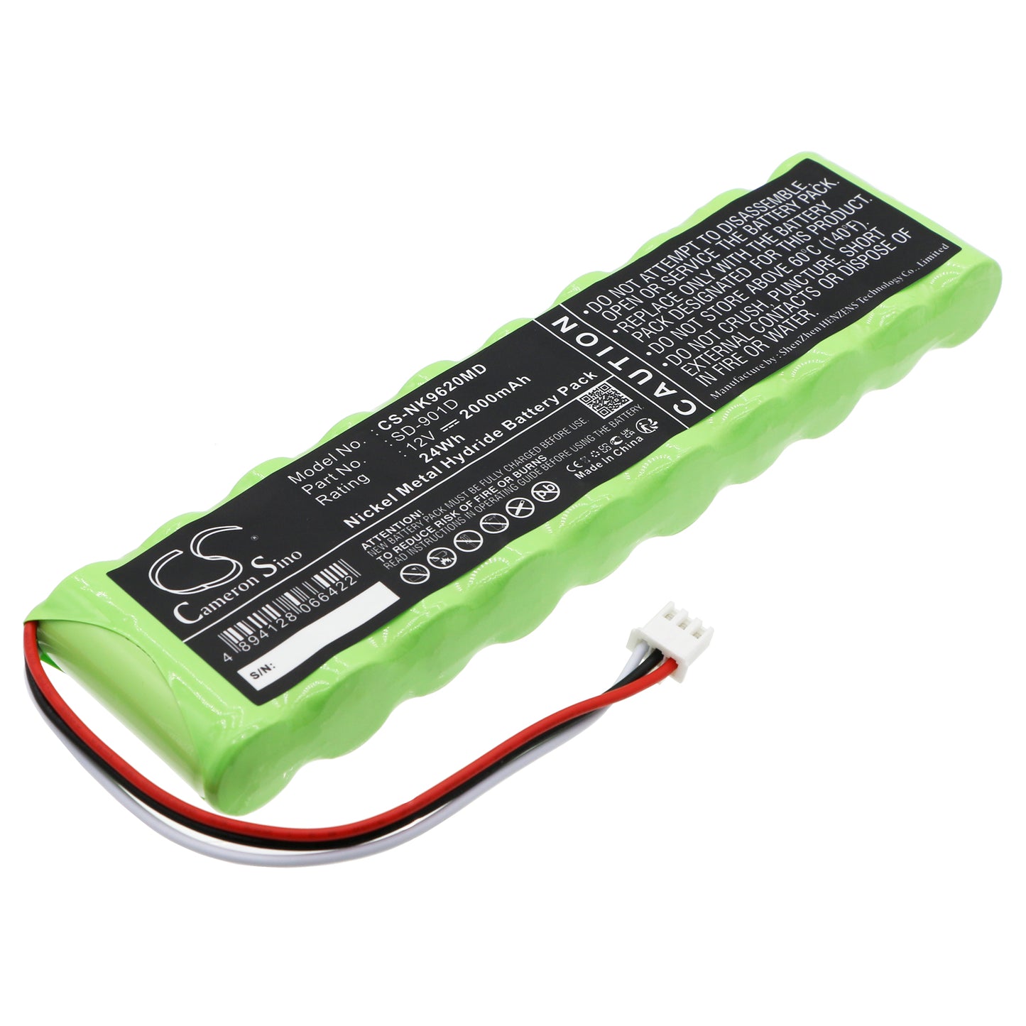 12V 2000mAh/24.00Wh Ni-MH Medical Battery for Nihon Kohden