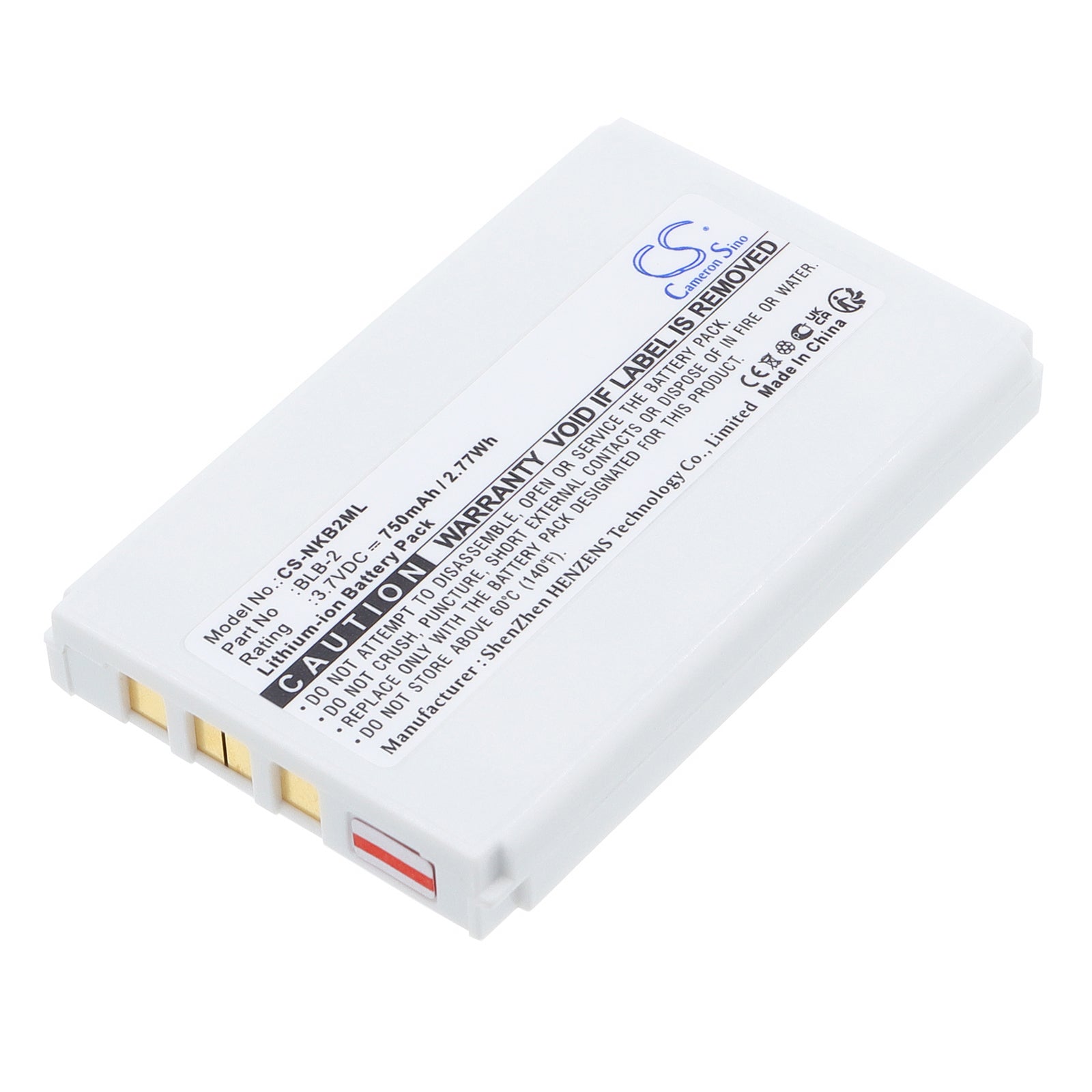 3.7V 750mAh/2.78Wh Li-ion Camera Battery for Mustek
