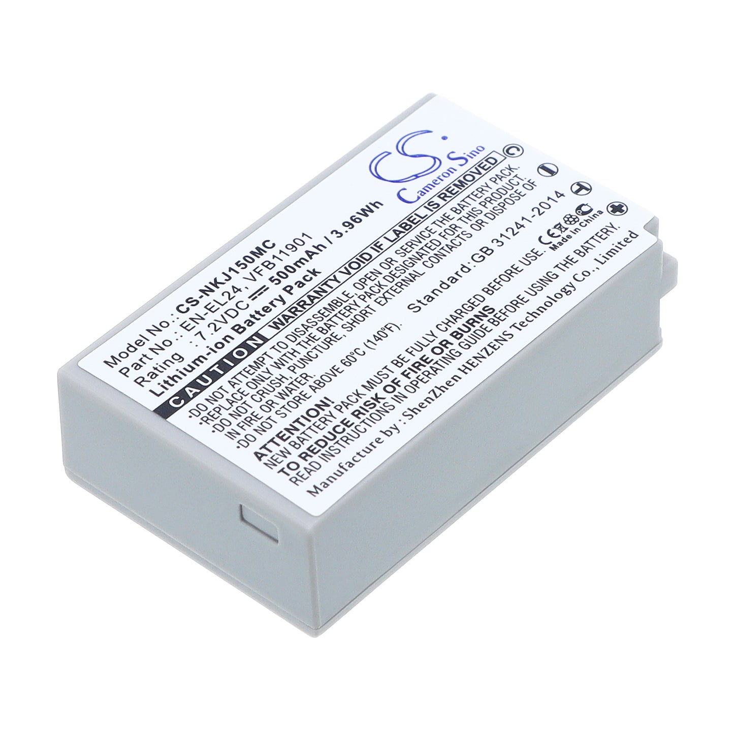 7.2V 500mAh/3.96Wh Li-ion Camera Battery for Nikon