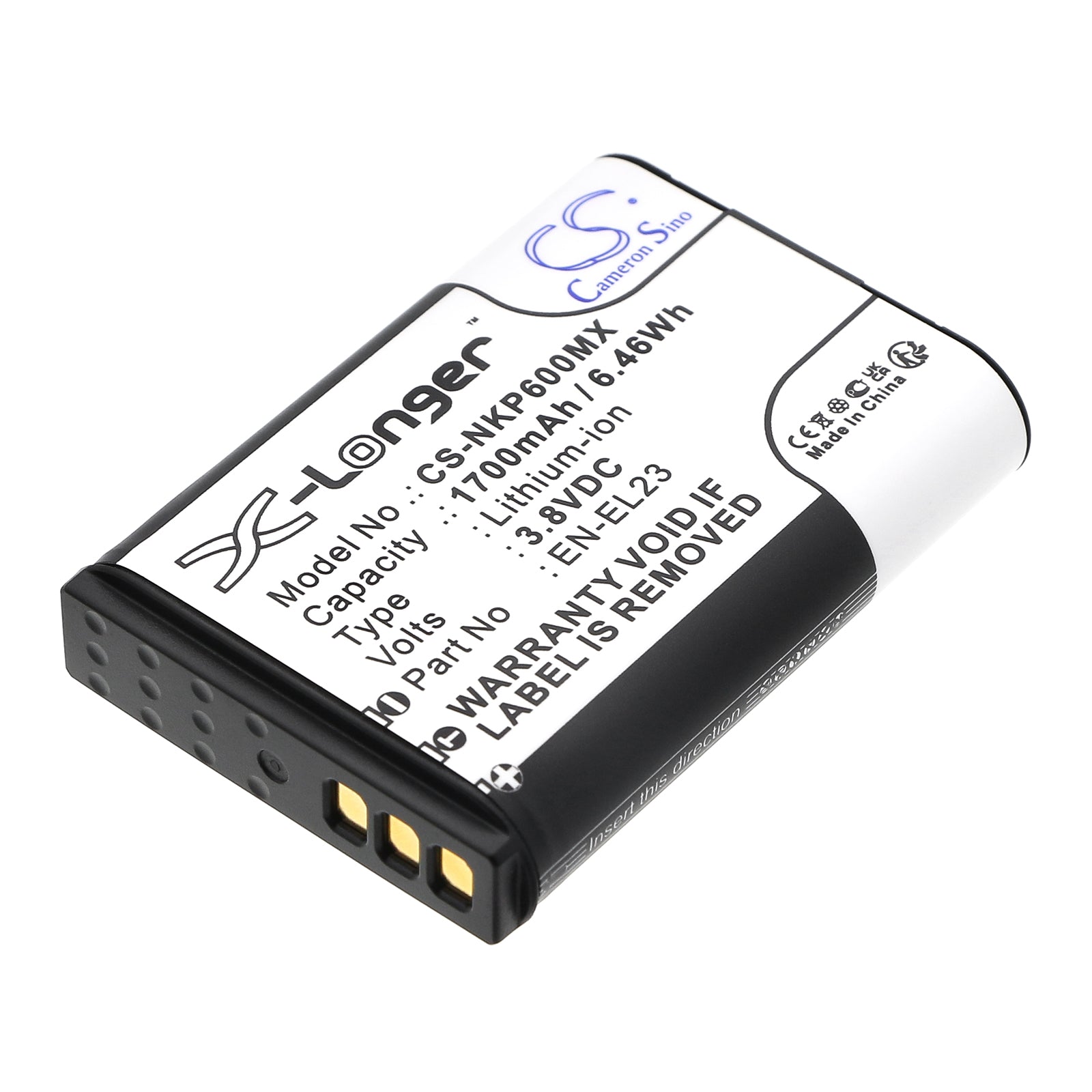3.8V 1700mAh/6.46Wh Li-ion Camera Battery for Nikon