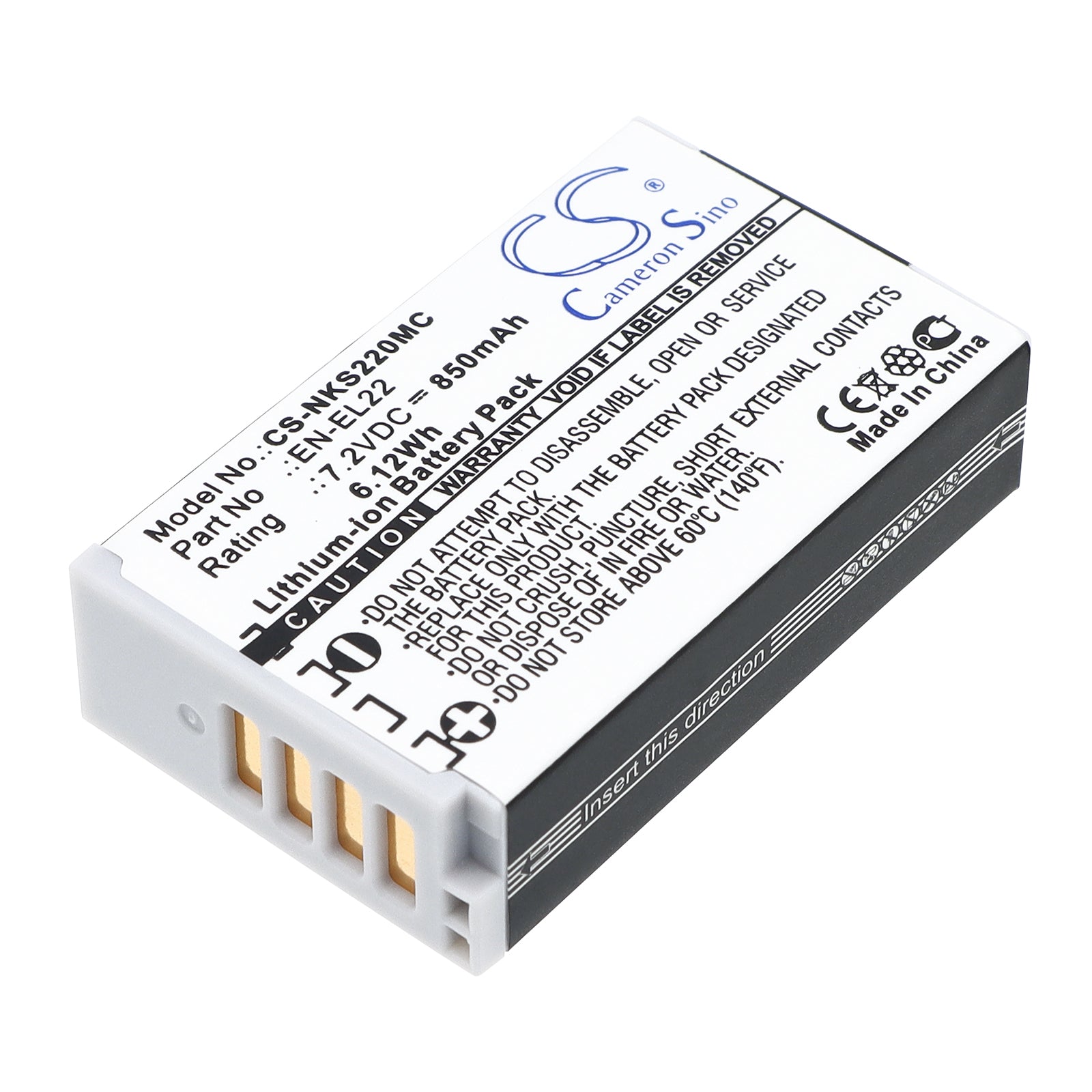 7.2V 850mAh/6.12Wh Li-ion Camera Battery for Nikon