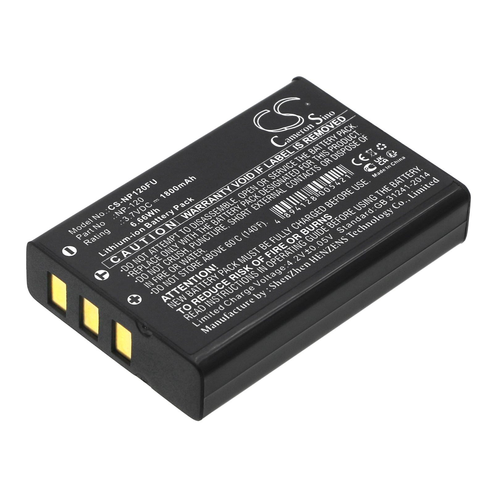 3.7V 1800mAh/6.66Wh Li-ion Camera Battery for Rollei
