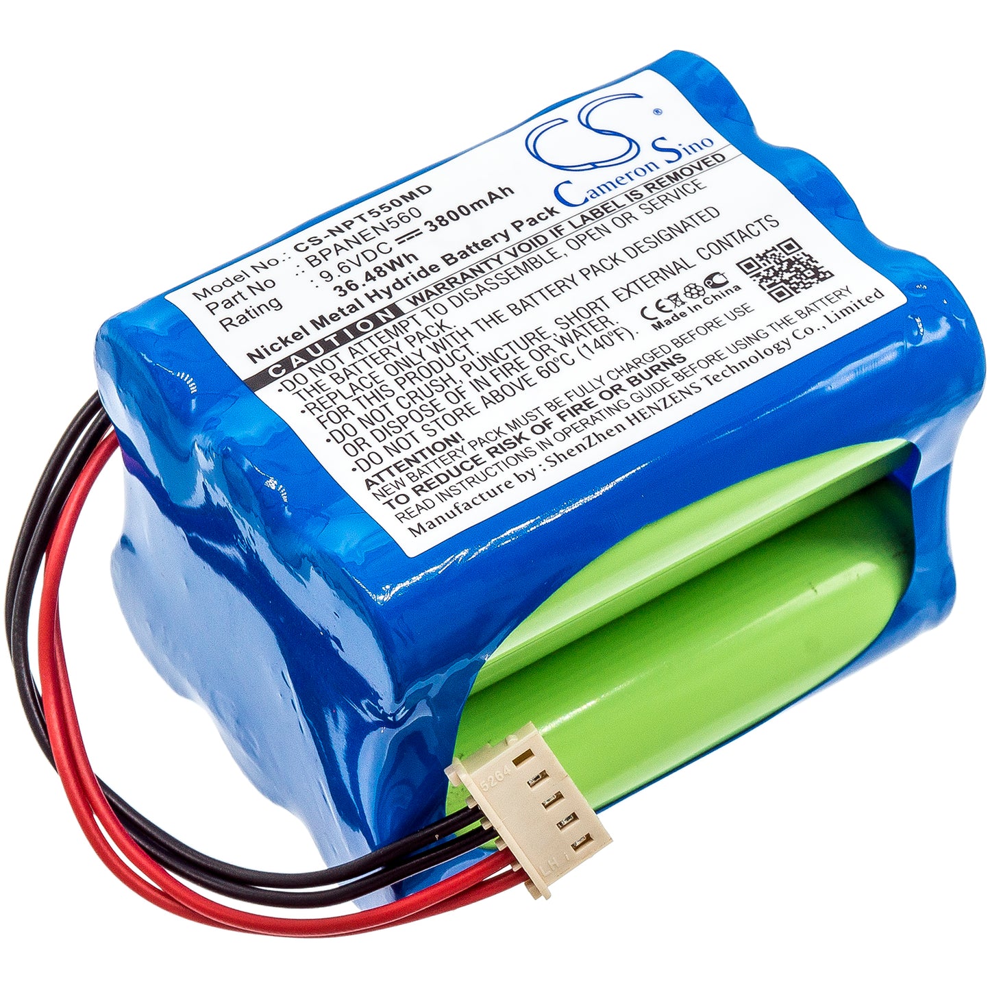 9.6V 3800mAh/36.48Wh Ni-MH Medical Battery for Nellcor Puritan Bennett