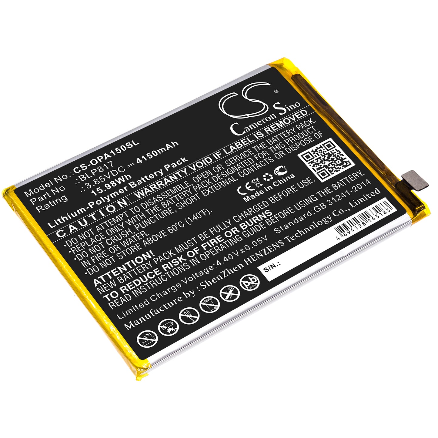 CS-OPA150SL Replacement Battery – Compatible with A15, A15 2020, A15S, A16K, CPH2185