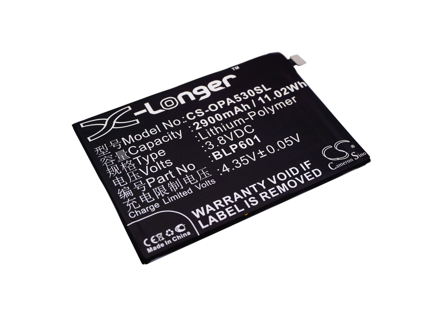 3.8V 2900mAh/11.02Wh Li-Polymer Mobile/SmartPhone Battery for OPPO