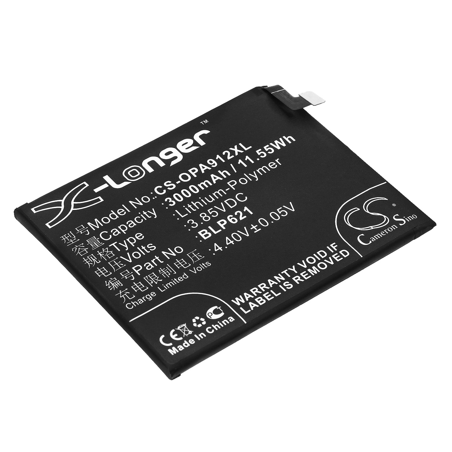 3.85V 3000mAh/11.55Wh Li-Polymer Mobile/SmartPhone Battery for OPPO