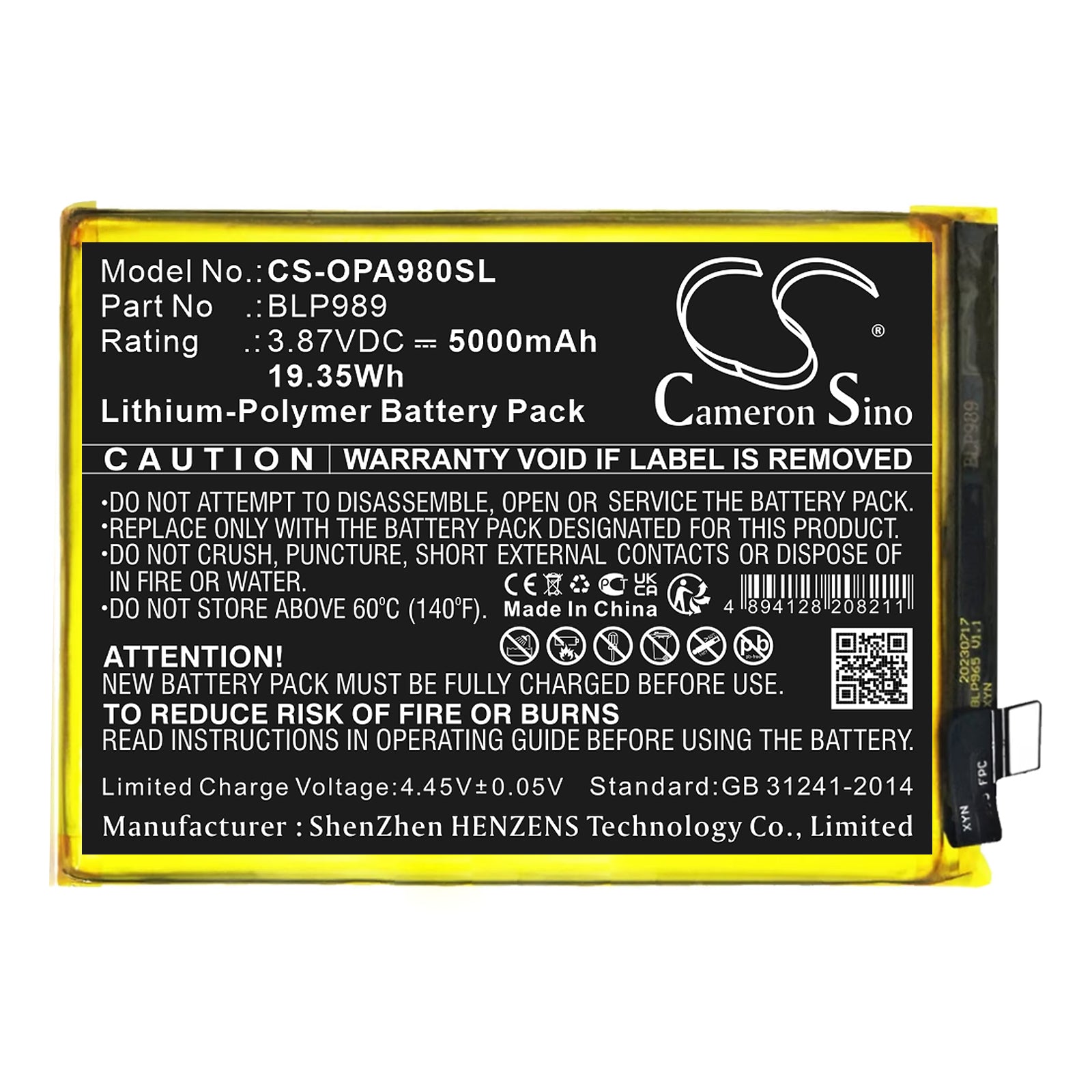 CS-OPA980SL Replacement Battery – Compatible with CPH2465, CPH2467, Nord CE 3 Lite