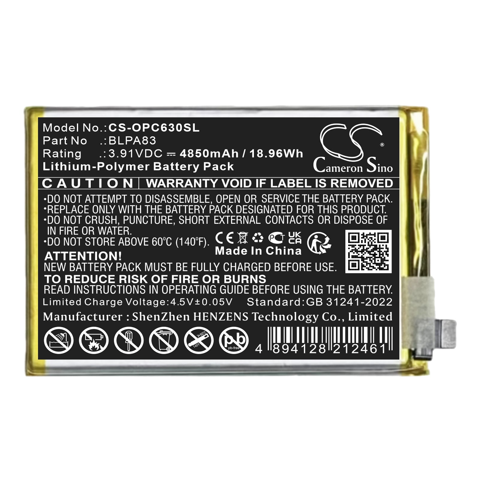 CS-OPC630SL Replacement Battery – Compatible with Realme C61, Realme C63, Realme C65s, RMX3939