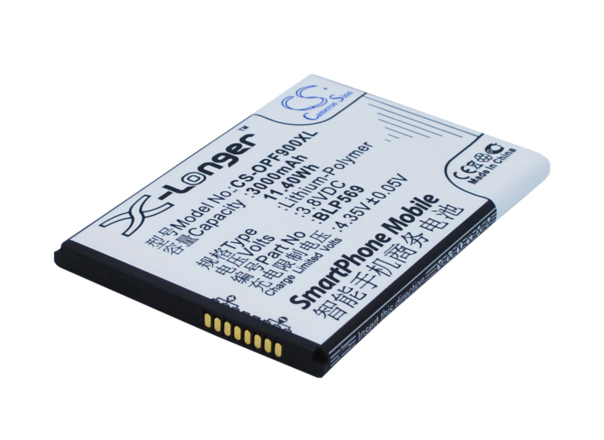 3.8V 3000mAh/11.40Wh Li-Polymer Mobile/SmartPhone Battery for OPPO