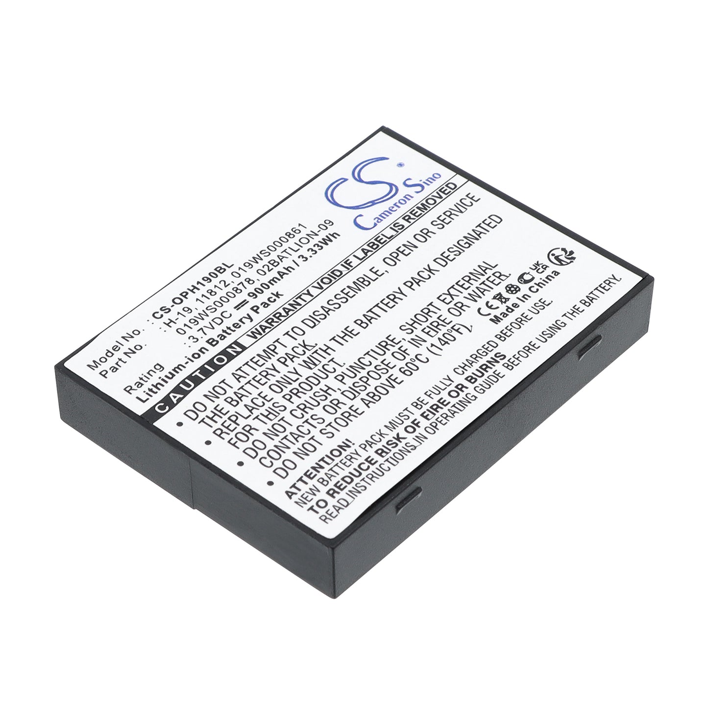 3.7V 900mAh/3.33Wh Li-ion Barcode/Scanner Battery for Opticon