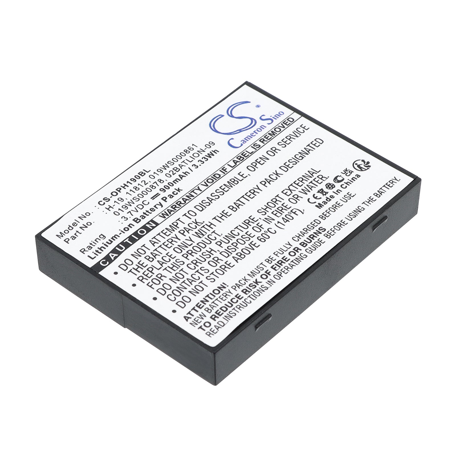 3.7V 900mAh/3.33Wh Li-ion Barcode/Scanner Battery for Opticon