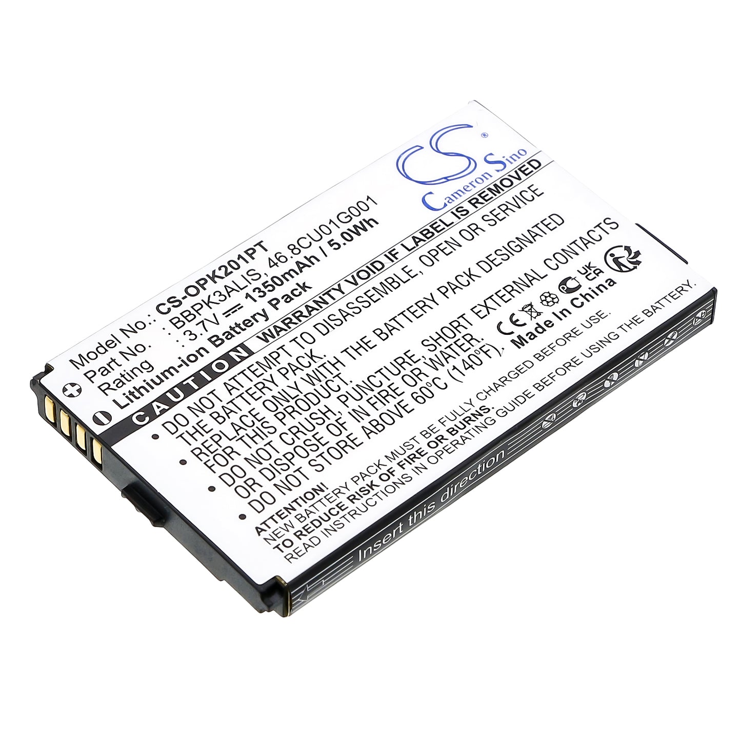 3.7V 1350mAh Li-ion Projector Battery for Optoma